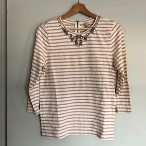 J Crew Embellished Striped Shirt